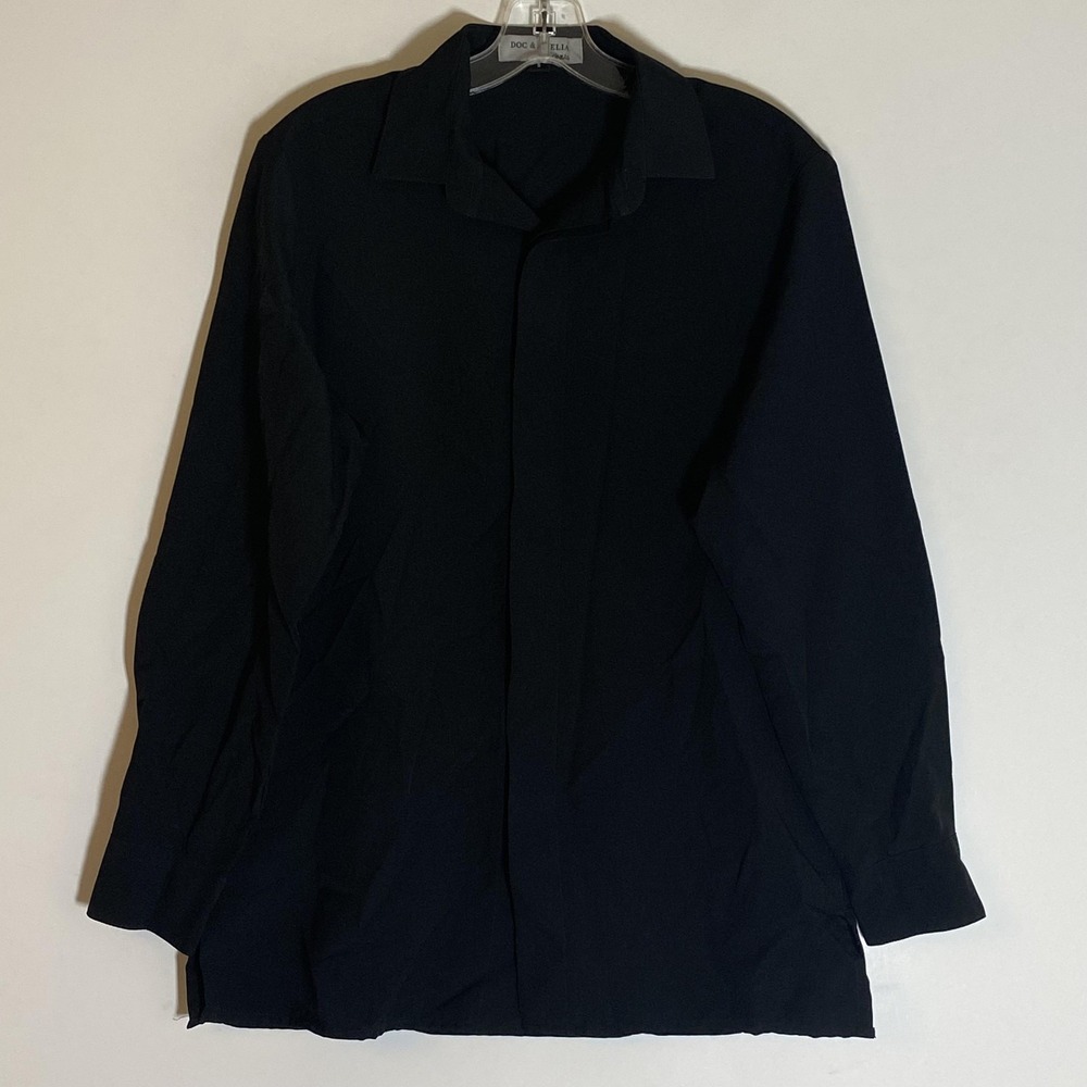 Doc & Amelia Shirt Womens Small Black Button‎ Front Long Sleeve Uniform Workwear